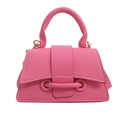 Sac à main rose vif en cuir grainé avec détails dorés et design trapézoïdal - Rose