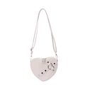 Borsa a tracolla bianca a forma di cuore con borchie in metallo e tracolla regolabile - Bianco Sporco