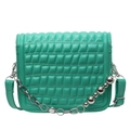 Mint green quilted small square bag with decorative metal bead chain for women - Green