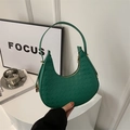 Green houndstooth pattern crescent hobo bag with star geometric embossing and metal zipper - Green