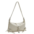 Minimalistische beige Umhängetasche mit silbernen Schnallen und Retro-Design - Gebrochenes Weiß