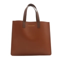Elegant brown faux leather tote handbag with gold text for office and business - Brown