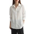 Witte damesblouse met lange mouwen van getextureerde stof en een losse casual pasvorm - S / Wit