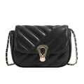 Classic black quilted shoulder bag with gold hardware and chain strap on white background - Black