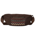 Bolso bandolera de lona con patrones geométricos tejidos y estilo bohemio retro - Marrón