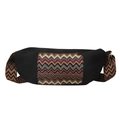 Bolso bandolera de lona negra retro con coloridos patrones de chevrón tejidos estilo boho - Negro