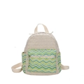 Ethnic knit backpack with colorful wave patterns and white woven top for casual wear - Green