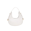 White faux crocodile embossed crescent hobo handbag with elegant gold metal hardware - Off White