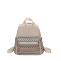 Woven straw backpack with colorful wave patterns and adjustable shoulder straps - Orange