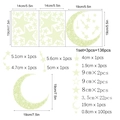 Detailed size specifications for glow-in-the-dark moon and stars wall sticker set - Classic Moon Stars Style (LS011)