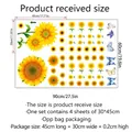 Dimensions détaillées du lot de 4 stickers muraux PVC tournesol et papillons - Style Tournesol et Papillon (dzy116C)