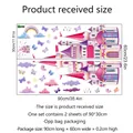 Maatinformatie van de cartoon sprookjeskasteel muursticker van totaal 90x60cm groot - 30*90cm*2stks
