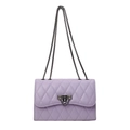 Chic light purple quilted chain shoulder bag with stylish metal lock for women - Purple