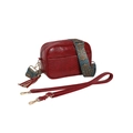 Deep red lychee-patterned PU leather crossbody bag with dual straps and tassel detail - Red