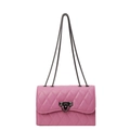 Pink quilted chain crossbody bag with dark gunmetal hardware and shield lock detail - Rose Pink