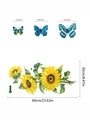 Pegatinas de pared 3D de mariposa azul y girasol de PVC para decorar el salón - Girasol Mariposa Azul (ZSZ1339)