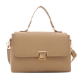 Elegante bolso de mano albaricoque con textura de cocodrilo y hebilla dorada para mujer - Caqui