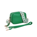 Retro grüne Umhängetasche aus genarbtem Leder mit zwei Riemen und goldener Hardware - Grün
