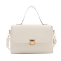 Elegante bolso de mano blanco con relieve de cocodrilo y cierre metálico dorado - Blanco