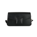 Borsa a tracolla minimalista in pelle PU nera con patta a busta e fibbia geometrica - Nero