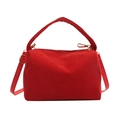 Sac à bandoulière rouge en velours côtelé avec une grande capacité et style épuré - Rouge