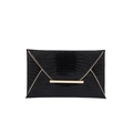 Elegante bolso de noche negro con motivo de cocodrilo y hebilla metálica dorada de mujer - Negro