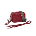 Bolso bandolera burdeos elegante con cremallera doble y correa de estilo étnico - Rojo
