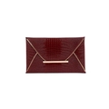 Elegante bolso de mano burdeos con patrón de cocodrilo y detalles dorados - Rojo