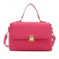 Sac à main chic magenta avec texture crocodile et fermoir doré pour femmes - Rose rose