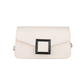 Borsa a tracolla beige chic con fibbia quadrata nera classica e design minimalista - Bianco Sporco