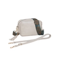 Bolso bandolera gris claro de cuero PU con correa ancha de estilo étnico y borla - Beige