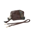 Sac bandoulière marron vintage avec sangle ethnique et pendentif à franges - Marron