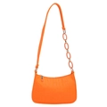 Orange faux crocodile leather baguette bag with thick chain strap for women - Orange