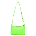Neon green crocodile embossed crossbody bag with acrylic chain and gold zipper - Light Green