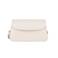 Minimalist white stone pattern shoulder bag with a vintage semicircular flap and metal buckle - White