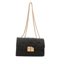 Classic black quilted shoulder bag with gold chain strap and metal turn-lock closure - Black