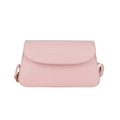 Pink faux leather square shoulder bag with crocodile embossed flap and gold metal buckle - Pink