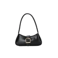Bolso baguette minimalista negro en forma de medialuna con hebilla dorada central - Negro