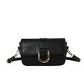 Elegante borsa a tracolla nera con motivo a coccodrillo e chiusura a U dorata - Nero