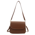 Borsa a tracolla vintage in pelle PU marrone con fibbia dorata per donna, stile minimalista - Marrone