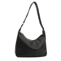 Classic black high-gloss hobo bag with adjustable strap and sleek zipper on white background - No Pendant / Black