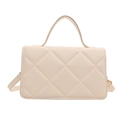 Sac à main bandoulière élégant en cuir PU beige avec motif matelassé à losanges - Blanc