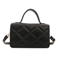 Sac à main noir matelassé en similicuir avec poignée et détails métalliques dorés - Noir