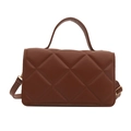 Sac bandoulière matelassé en similicuir marron foncé avec poignée supérieure - Marron