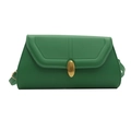 Borsa baguette retrò verde erba in pelle PU opaca con chiusura a rotazione dorata - Verde