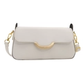 Bolso bandolera rectangular blanco minimalista con hebilla dorada elegante - Blanco