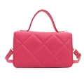 Sac à main matelassé magenta avec garniture dorée et poignée pour femme - Rose rose