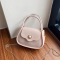 Pink jelly bag with vintage pearl clasp and gold chain strap in a crossbody style - Khaki