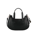 Minimalistische schwarze Halbmond-Handtasche aus glänzendem PU-Leder mit Schultergurt - Schwarz