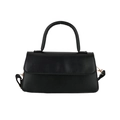 Classic black vintage underarm square bag with sleek leather finish and gold hardware - Black